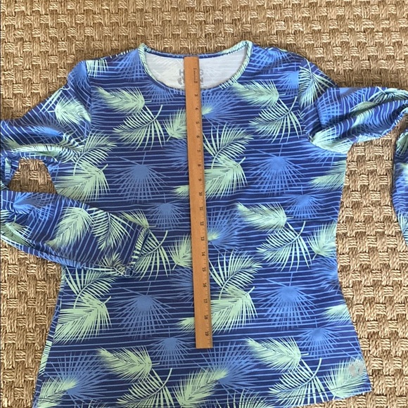 Hang Ten Blue and Green Palm Leaf Pattern Rash Guard sz Med - Picture 5 of 10
